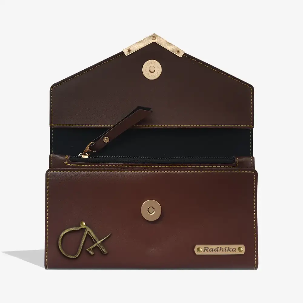 PERSONALISED WOMEN'S WALLET - BROWN hover