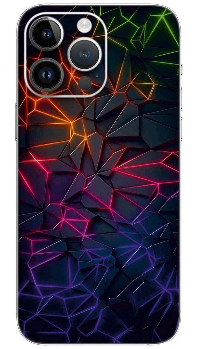 3D RGB Neon Lights Pattern Mobile Skin Wrap