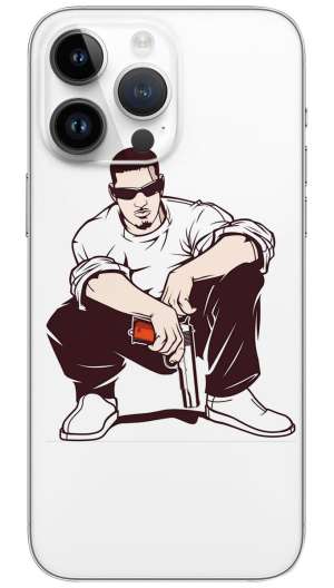 Gangster with a gun Mobile Skin Wrap