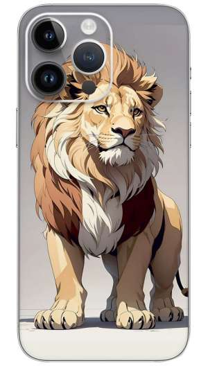 Lion's Grace: Minimalistic Line Mobile Skin Wrap
