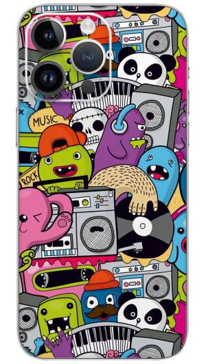Mclaxa Music Doodle  pattern Mobile Skin Wrap