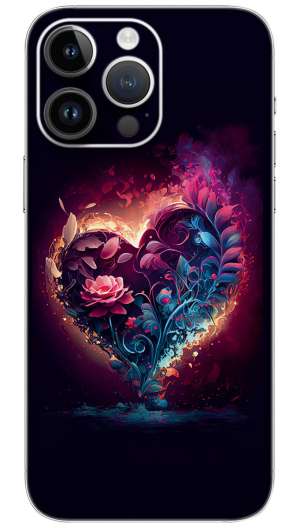 Purple red blue velvet heart Mobile Skin Wrap