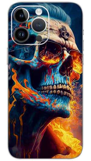 Skull burned in fire Mobile Skin Wrap