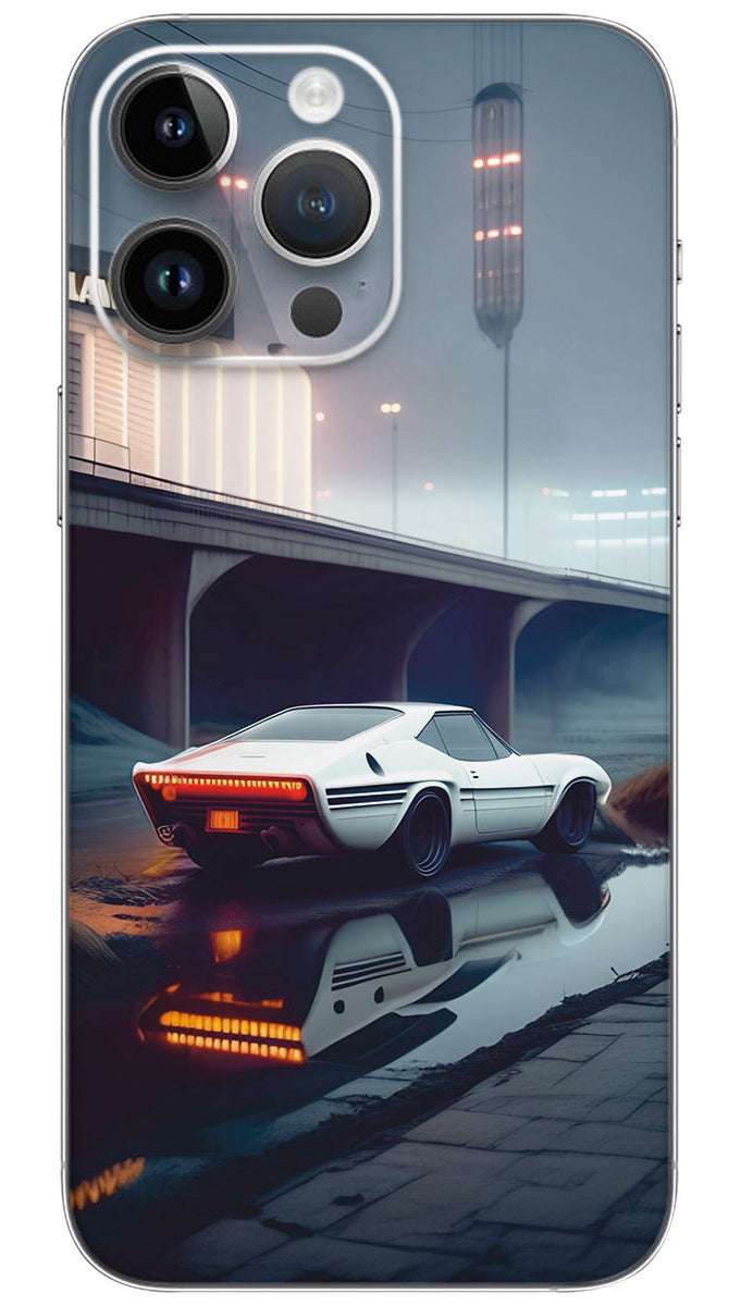 white car with night mode Mobile Skin Wrap