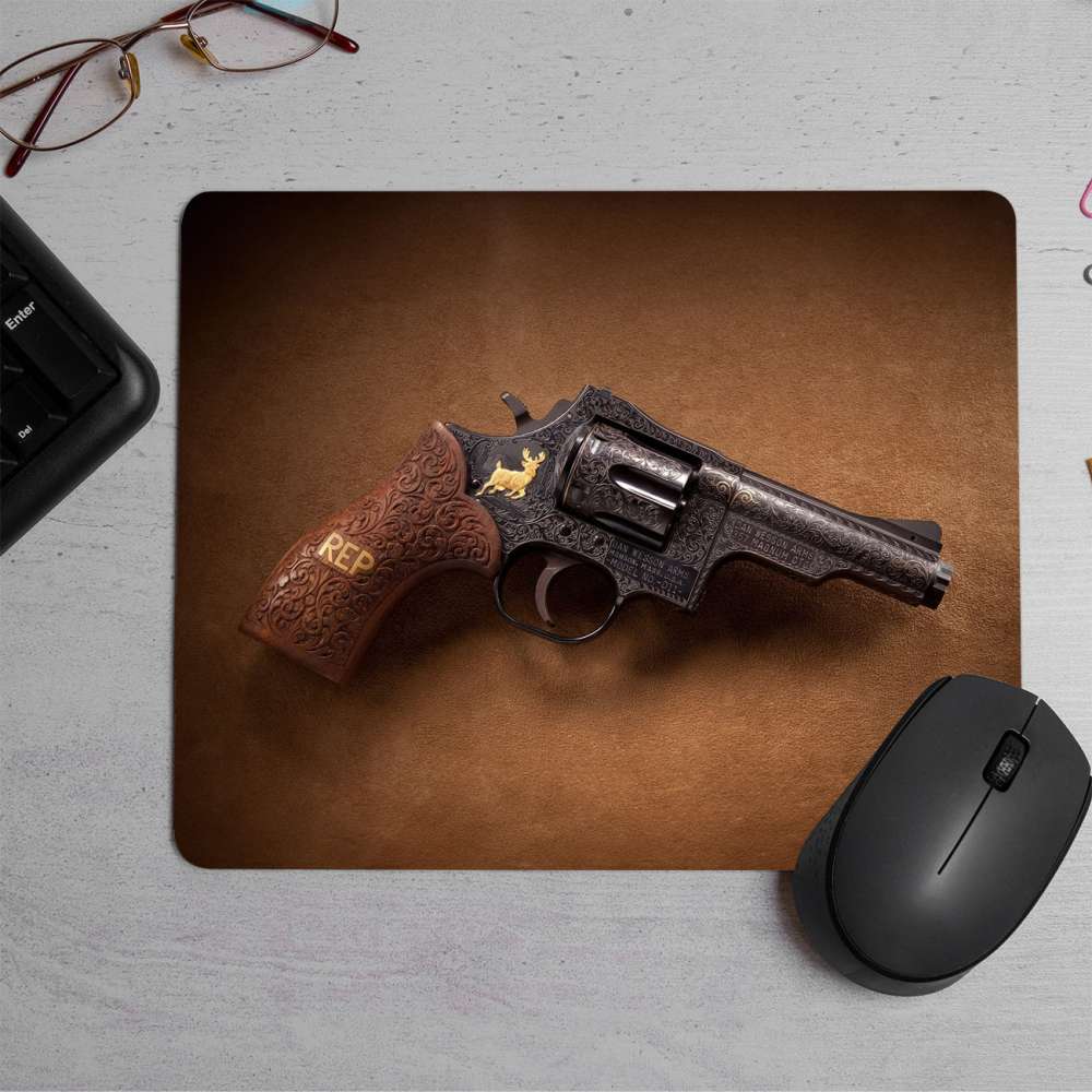 Revolver Gun, vintage Style Printed Mouse Pad