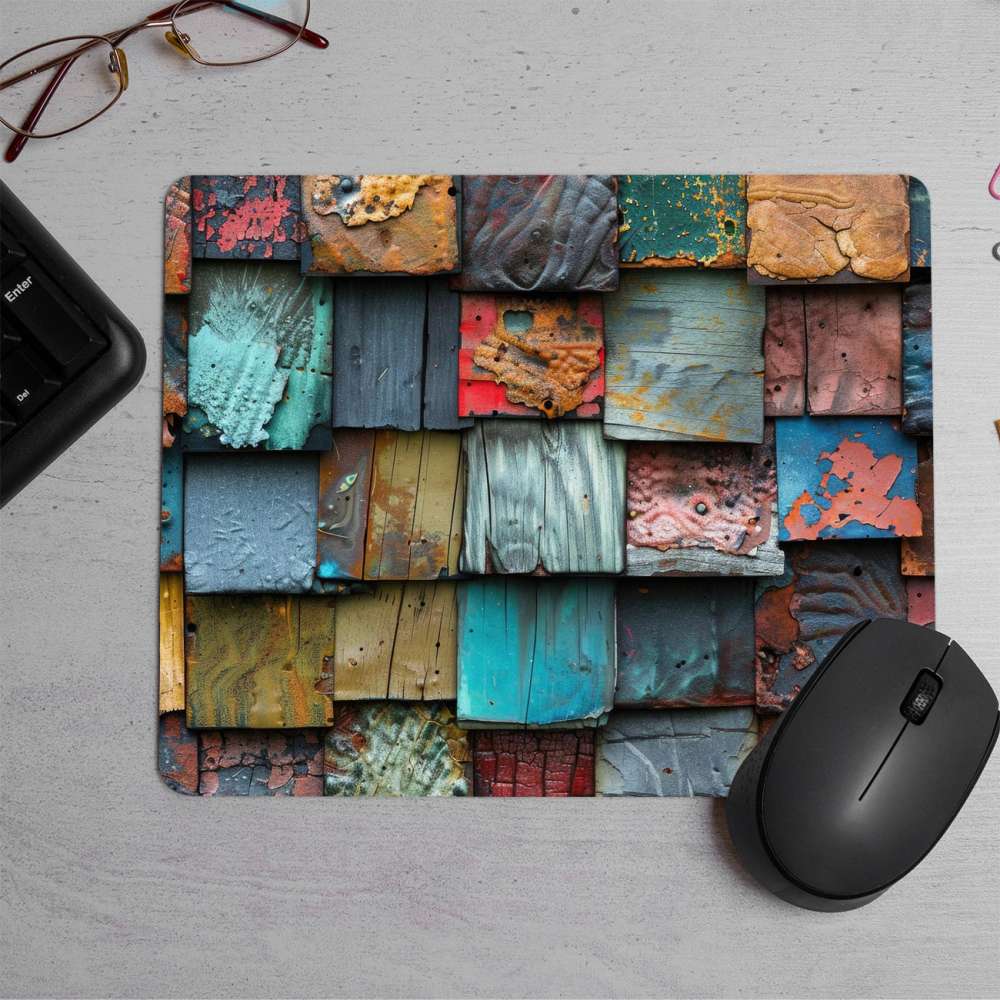 Wood aged art architecture Printed Mouse Pad